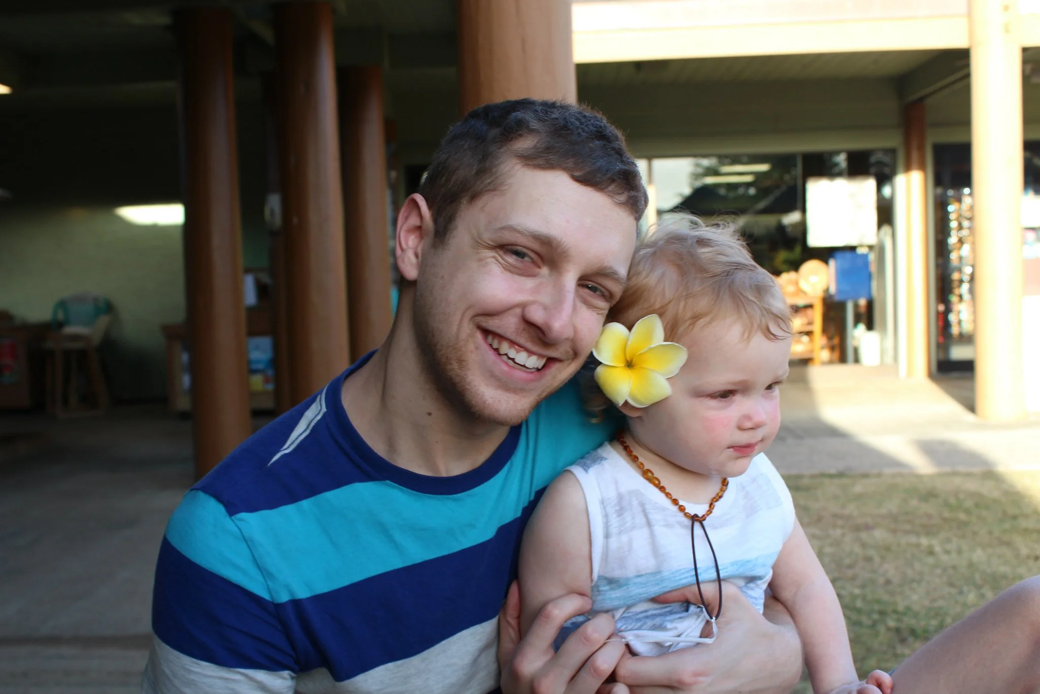 Isla liked the flower he got for participating in the Hula Dance. 