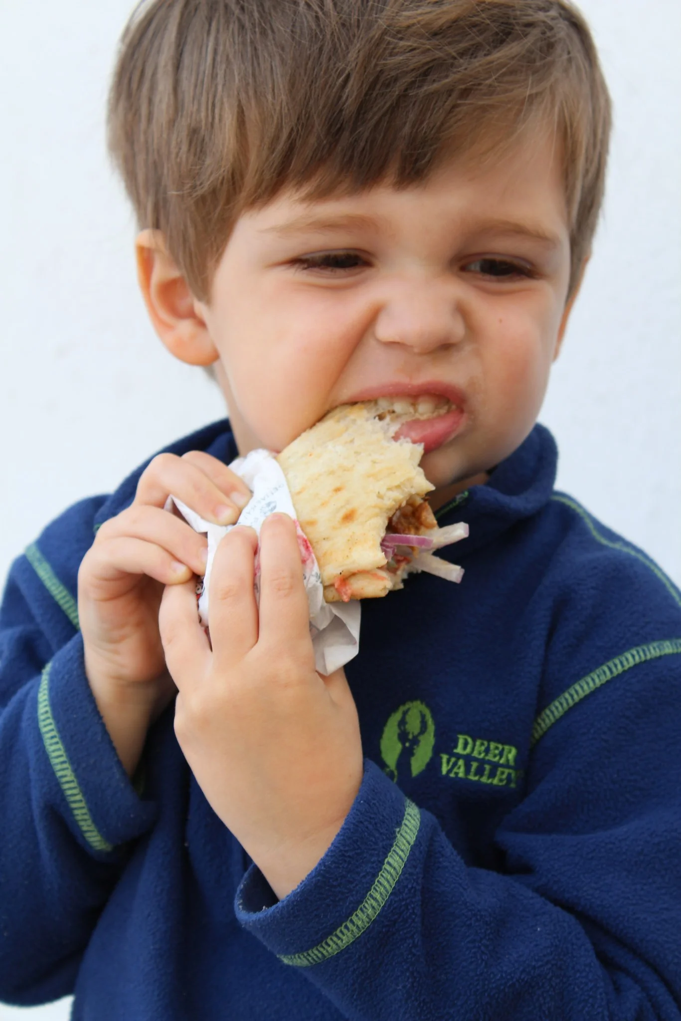 Wells enjoying one of many gyros